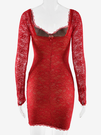 フローラルレース ロングスリーブ コルセット ミニ ボディコン パーティードレス レディース 2026
