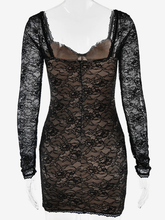 フローラルレース ロングスリーブ コルセット ミニ ボディコン パーティードレス レディース 2026