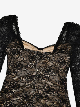 フローラルレース ロングスリーブ コルセット ミニ ボディコン パーティードレス レディース 2026