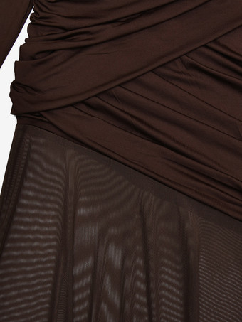 バックレスカットアウトルーシュサイドスリットシアーマキシイブニングドレス（レディース）2026