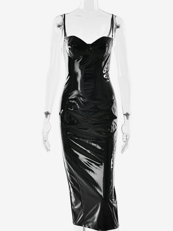 セクシーなエコフレンドリーレザーボディコンミディドレス（レディース）2026