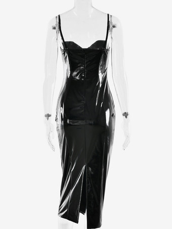 セクシーなエコフレンドリーレザーボディコンミディドレス（レディース）2026