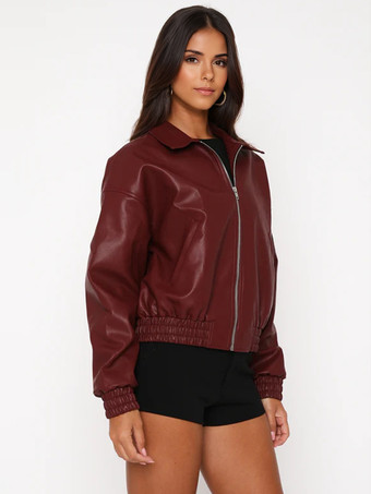 ヴィンテージ オーバーサイズ フェイクレザー ボンバージャケット（レディース、2026年）