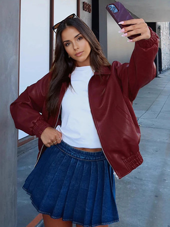 ヴィンテージ オーバーサイズ フェイクレザー ボンバージャケット（レディース、2026年）