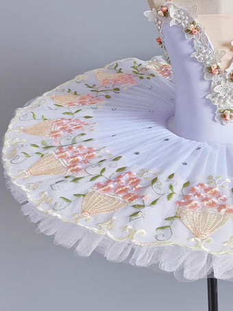 バレエ クラシック パンケーキ ドレス ホワイト レディース キッズ バレリーナ フラワー ジャンパースカート チュニック パフォーマンスウェア