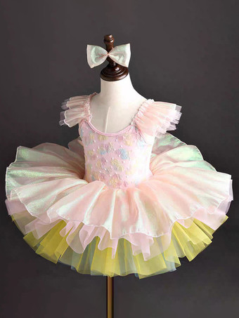 シャンパンカラーバレエチュチュドレス 多層パフィーガールズ ライトスカイブルー バレリーナチュニック ダンスウェア