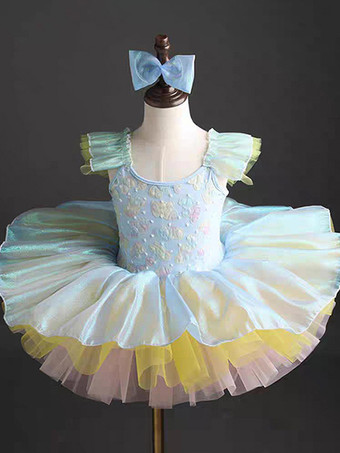 ライトスカイブルーバレエチュチュドレス 多層パフィーガールズ ライトスカイブルー バレリーナチュニック ダンスウェア