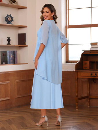 ブライダルマザードレス スクエアネック ハーフスリーブ ツーピース プリーツゲストドレス 結婚式用