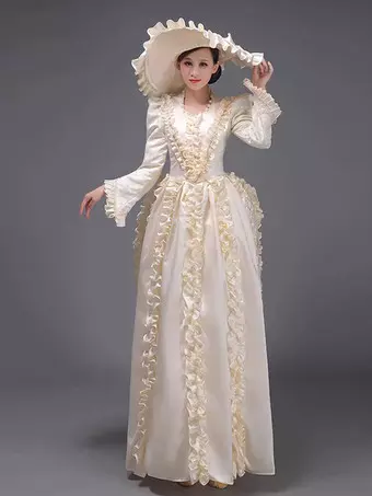 シャンパン バッスル ヴィクトリアン ドレス パッド入り ショルダー