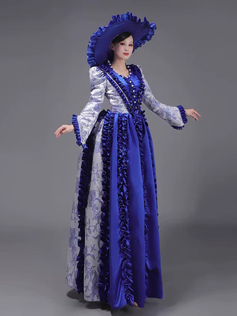 シャンパン バッスル ヴィクトリアン ドレス パッド入り ショルダー 長袖 ポリエステル エレガント ボール レトロ ドレス 帽子付き