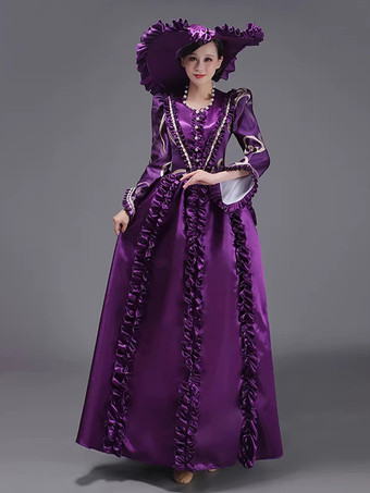 シャンパン バッスル ヴィクトリアン ドレス パッド入り ショルダー 長袖 ポリエステル エレガント ボール レトロ ドレス 帽子付き