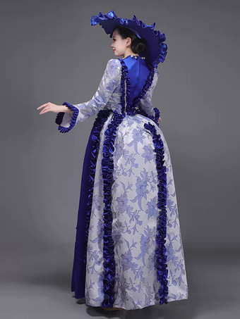 シャンパン バッスル ヴィクトリアン ドレス パッド入り ショルダー 長袖 ポリエステル エレガント ボール レトロ ドレス 帽子付き