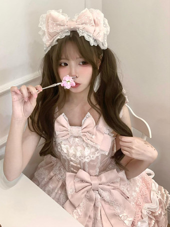 ピンクのスイートロリータドレス フリル レース リボン ケープ付きドレス セット