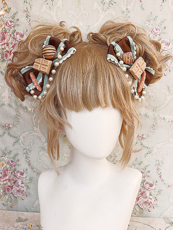 スイートリボンヘッドドレス ロリータアクセサリー ミントグリーン ツーピースヘッドウェア