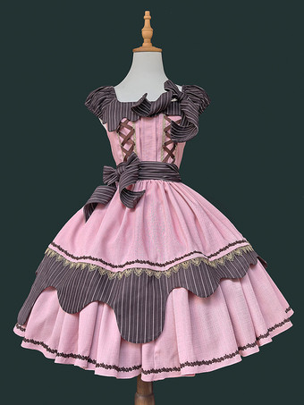 Vestido Lolita dulce sin mangas con volantes y cordones vestido azul pastel