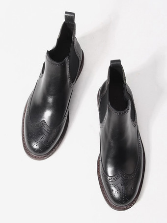 メンズ チェルシーブーツ ラウンドトゥ ブリティッシュ ラウンドトゥ アンクルブーツ