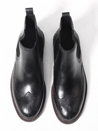 メンズ チェルシーブーツ ラウンドトゥ ブリティッシュ ラウンドトゥ アンクルブーツ