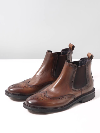 メンズ チェルシーブーツ ラウンドトゥ ブリティッシュ ラウンドトゥ アンクルブーツ