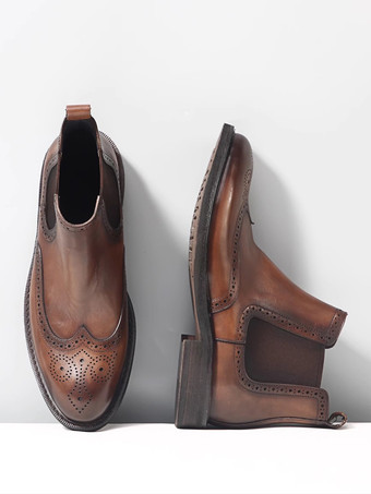 メンズ チェルシーブーツ ラウンドトゥ ブリティッシュ ラウンドトゥ アンクルブーツ