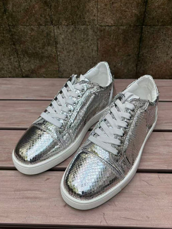 レディース カジュアルスニーカー ラウンドトゥ スネーク柄 レースアップ スケートシューズ