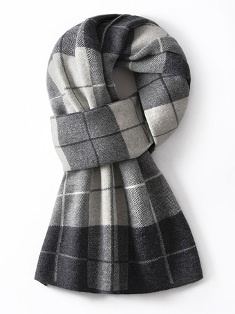 ラクダ色 100%ウール メンズ マフラー チェック柄 マフラー ネックウォーマー