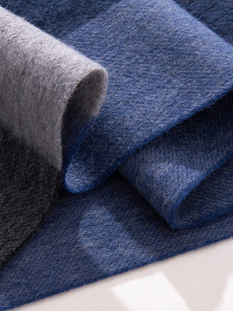 100%ウール メンズ マフラー クラシック チェック柄 タッセル付き