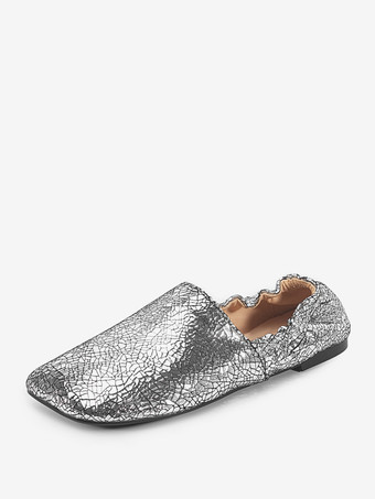 バーガンディ バレエフラット 本革 スクエアトゥ スリッポン フラットシューズ