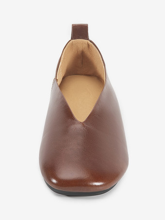 Bailarinas de piel auténtica con punta cuadrada para mujer