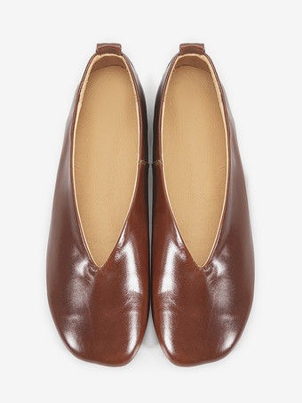 Bailarinas de piel auténtica con punta cuadrada para mujer