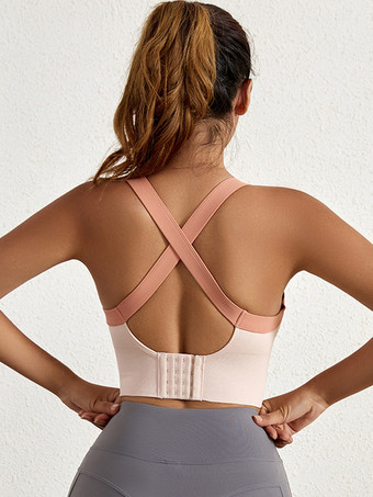 ビスチェ ラベンダー ハイインパクト スポーツブラ レディース ワイヤレス マキシマムサポート レーサーバック ランニング ヨガ トップ リフト付き