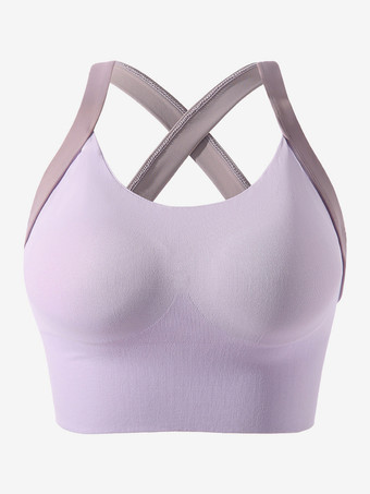 ビスチェ ラベンダー ハイインパクト スポーツブラ レディース ワイヤレス マキシマムサポート レーサーバック ランニング ヨガ トップ リフト付き