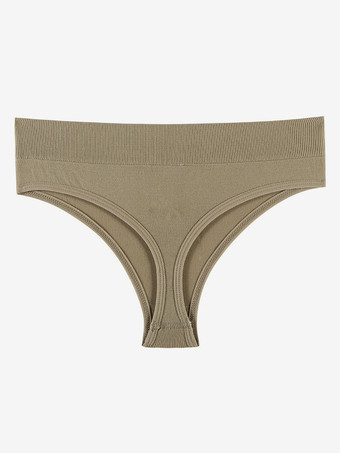 カーキ ランジェリーショーツ ピュアエステティックTバック レディース シームレス インビジブル ミッドライズ プラスサイズ Tバック