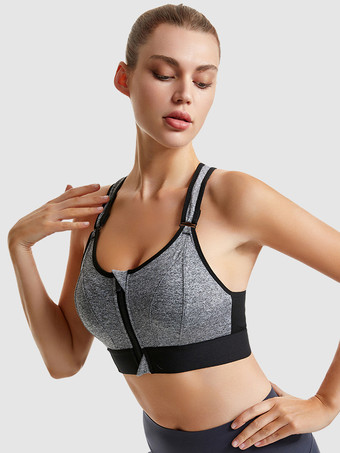 ビスチェ ホワイト ツートン シェイピング フロントジップ スポーツブラ レディース ハイサポート ワイヤレス レーサーバック ヨガブラ