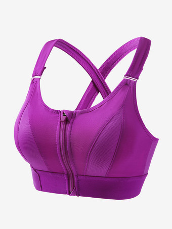 ビスチェ ホワイト ツートン シェイピング フロントジップ スポーツブラ レディース ハイサポート ワイヤレス レーサーバック ヨガブラ