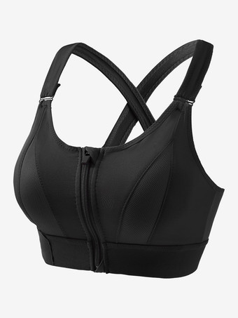 ビスチェ ホワイト ツートン シェイピング フロントジップ スポーツブラ レディース ハイサポート ワイヤレス レーサーバック ヨガブラ