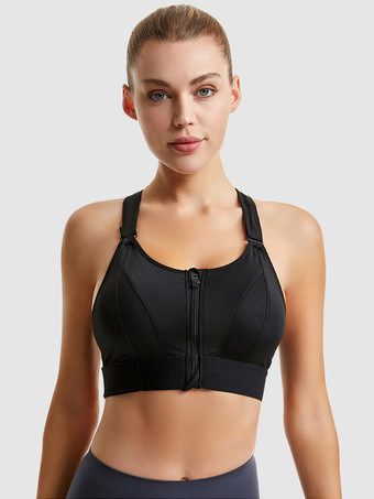 ビスチェ ホワイト ツートン シェイピング フロントジップ スポーツブラ レディース ハイサポート ワイヤレス レーサーバック ヨガブラ