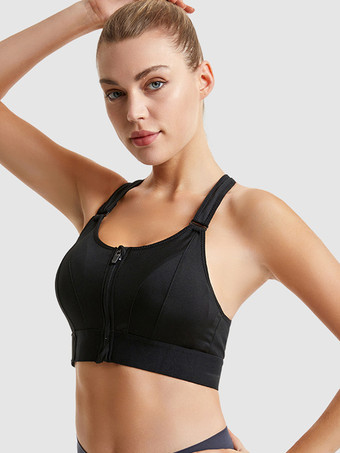 ビスチェ ホワイト ツートン シェイピング フロントジップ スポーツブラ レディース ハイサポート ワイヤレス レーサーバック ヨガブラ