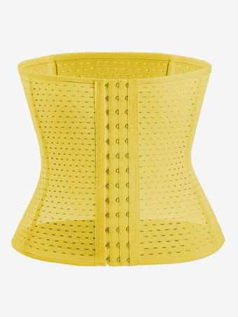 スイセン色ウエストニッパー 産後ワークアウト お腹周りをコントロールするベルト くり抜きバックサポートコルセット シェイプウェア ブラウン フロントボタン