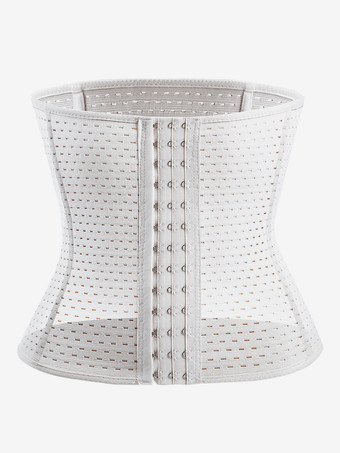 ホワイト ウエストニッパー 産後ワークアウト お腹周りをコントロールするベルト くり抜きバックサポートコルセット シェイプウェア ブラウン フロントボタン