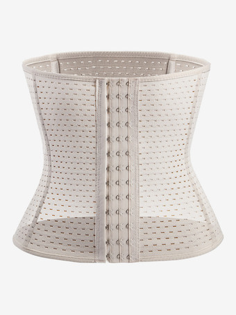 アイボリー ウエストニッパー 産後ワークアウト お腹周りをコントロールするベルト くり抜きバックサポートコルセット シェイプウェア ブラウン フロントボタン
