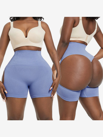 ライトスカイブルー女性用ハイウエストシェイプアップショーツ、ヒップアップ、お腹周りをコントロール、ローバックパンティー、プラスサイズボディスーツ