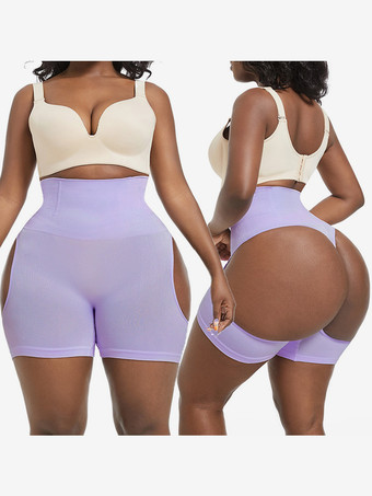 ラベンダーカラー女性用ハイウエストシェイプアップショーツ、ヒップアップ、お腹周りをコントロール、ローバックパンティー、プラスサイズボディスーツ
