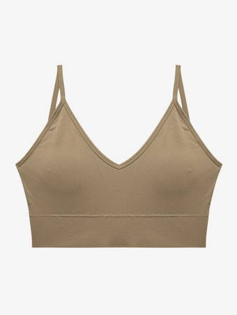 カーキ シームレス ディープV キャミソール バックレス タンクトップ ワードローブの不具合防止 ストラップレス プラスサイズ ブラ