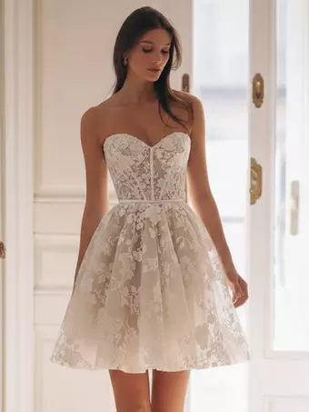 short sweetheart wedding dress Short Wedding Dress Strapless Tiered Bridal Dress Sweetheart Neckline Satin Knee Length Wedding Gown Milanoo
