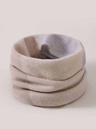 ライトブラウンメンズ カラーブロック サイクリング ネックウォーマー 100% ウール 防風 冬用 ライディングスカーフ