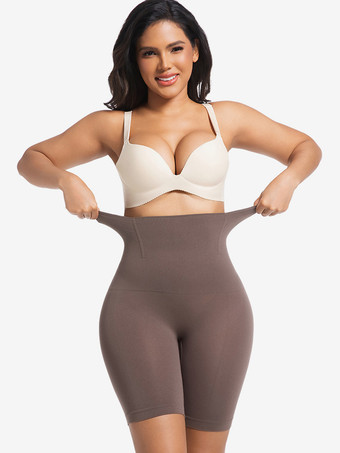 ブラウン 産後用ハイウエストシェイピングショーツ プラスサイズ お腹周りをコントロール ヒップアップ ウエストニッパーガードル スクエアカットレッグ