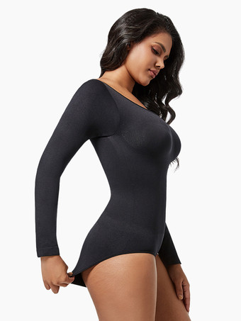 ランジェリー シェイプウェア コーヒーブラウン 長袖 シームレス 長袖 ボディスーツ スリミングシェイパー プラスサイズ お腹コントロール スカルプティングアンダーウェア