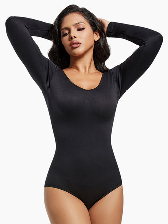 ブラック ランジェリー シェイプウェア コーヒーブラウン 長袖 シームレス 長袖 ボディスーツ スリミングシェイパー プラスサイズ お腹コントロール スカルプティングアンダーウェア