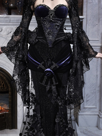 Gothic Lolita SK Opulence Mermaid Lace Black Embroidered Evening Lolita Skirts