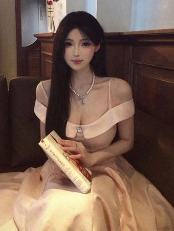 ピンクの妖精ロリータドレス オフショルダー ストラップレス ロリータドレス